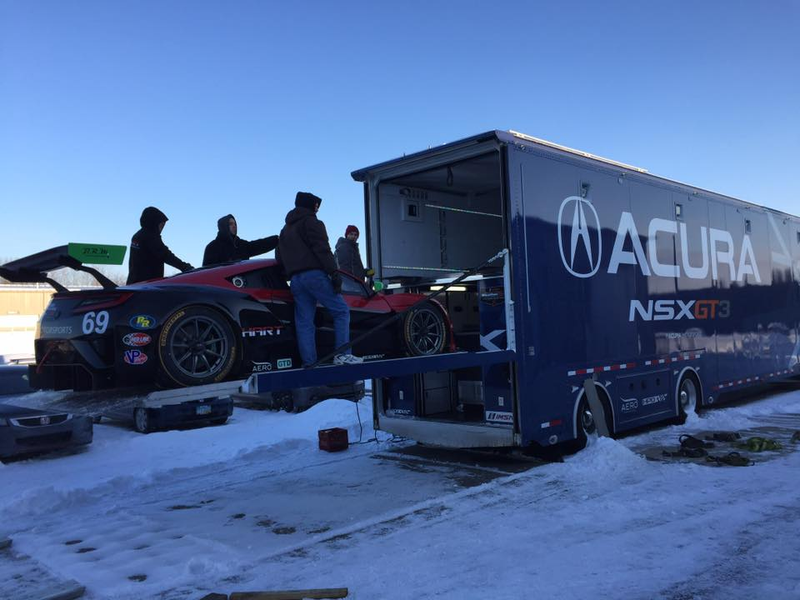 Loading the car onto the trailer in Ohio, or why they can’t get much winter practice in back in Ohio. Photo credit: HART